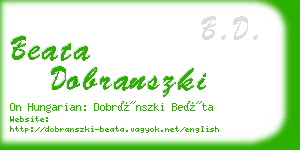 beata dobranszki business card